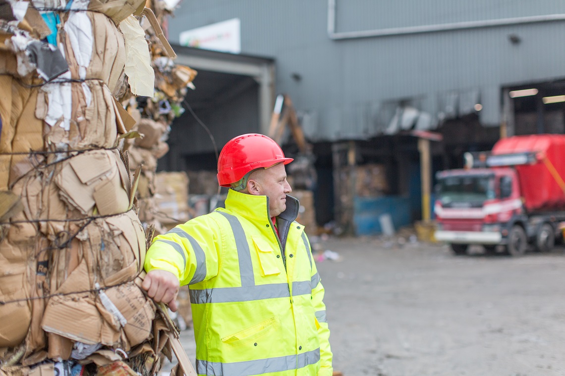 cardboard bales in Wheeldons Bury yard